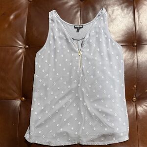 Knox Rose Light Gray Sleeveless Blouse with Gold Zipper